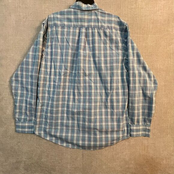 IZOD Men’s Dress Shirt LG Multi color checked Blue, White, Light Blue Plaid - Picture 6 of 6